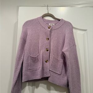 Lavender Button-Up Women's Sweater